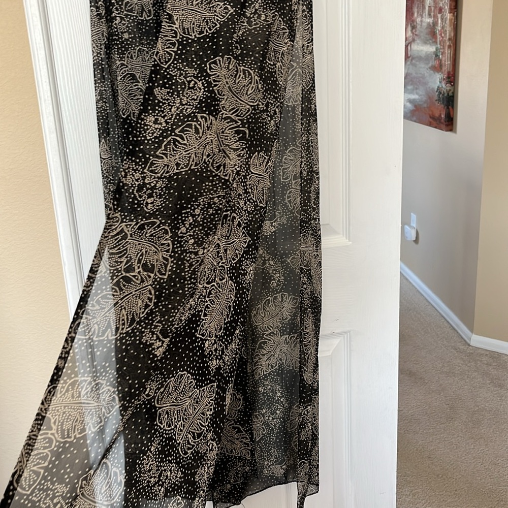 Dana Buchman Black and Cream Silk Floral Maxi Dress Set sz 8 - Picture 6 of 6